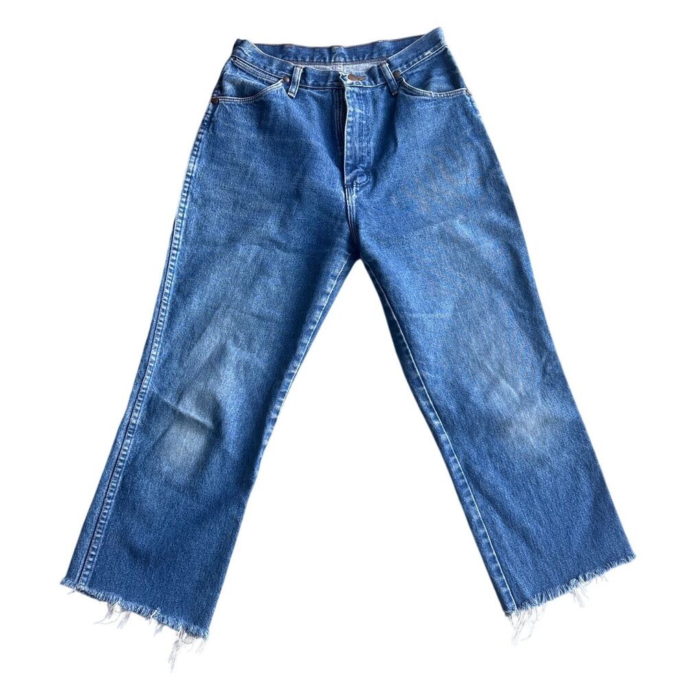 Vintage Wrangler 13MWZMR High Waist Jeans Raw Hem Made in USA Cowboy Cut - Picture 3 of 4